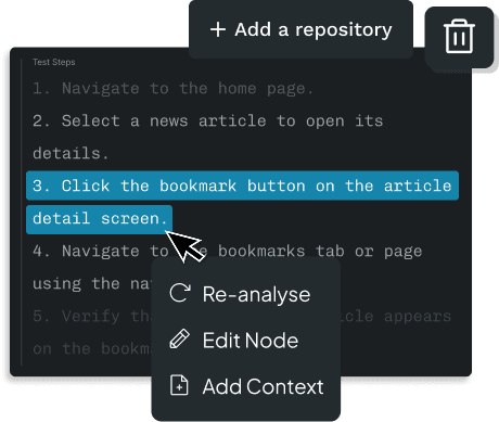 Scriptless test execution showing automated test reports and results