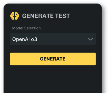 Left interface showing test generation features