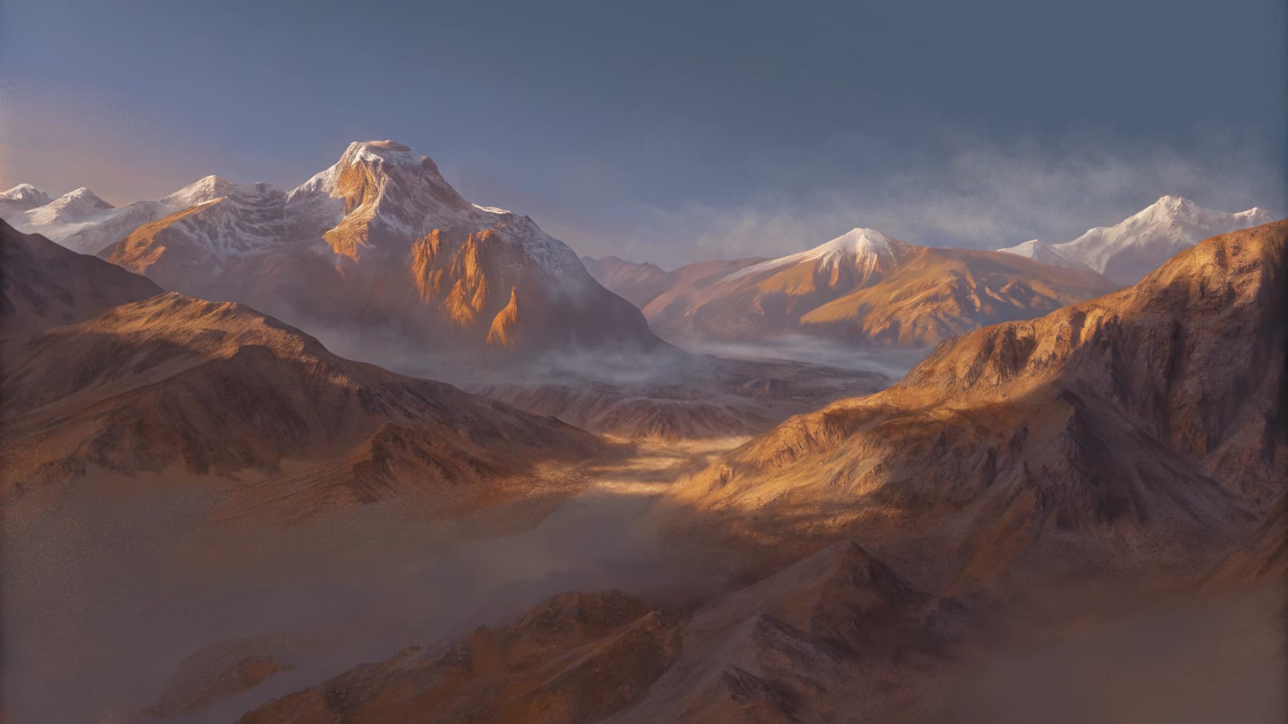 Mountains and clouds background