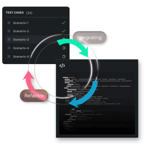 Test-driven development interface showing test plans and test cases